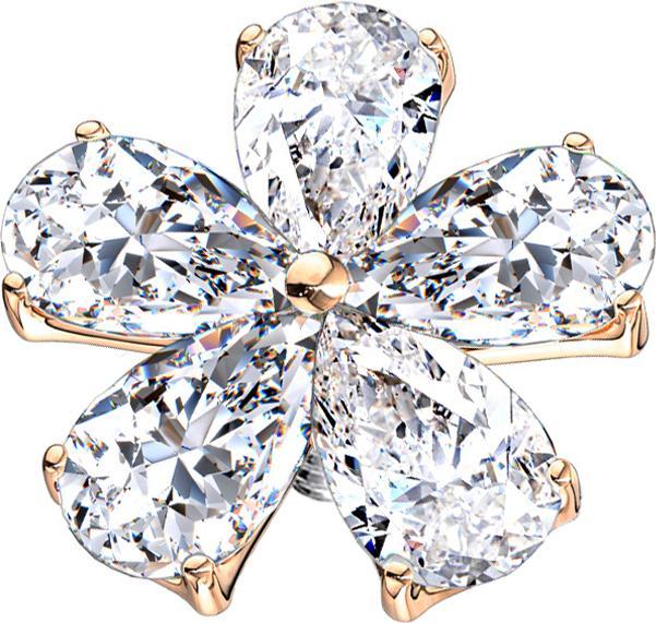 Produktbild Star Piercing Dermal Anchor rosegold Blume mit Kristalltropfen (Chirurgenstahl 316L, Messing)