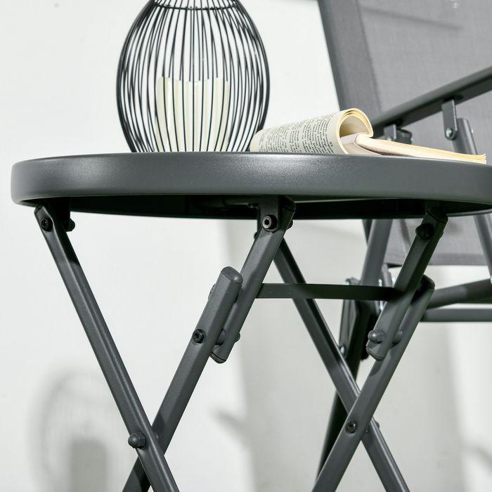 Immagine prodotto Swisshandel24 Tavolino pieghevole, tavolo pieghevole da esterno, tavolo da giardino con piano in vetro temperato (45 cm)