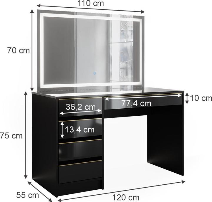 Image du produit Vicco Sherry avec éclairage (120 x 75 x 55 cm)