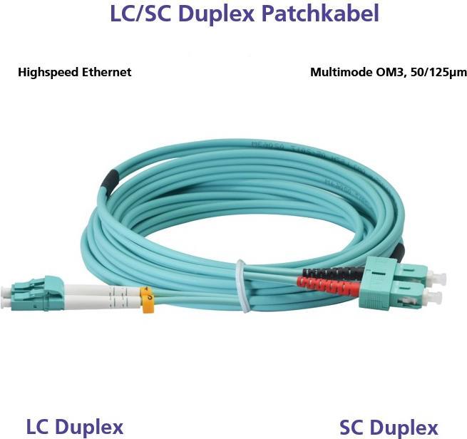 Produktbild Helos LWL Patchkabel LC/SC Duplex 50/125µm OM3 aqua 15,0m (S/UTP, CAT6, 15 m)