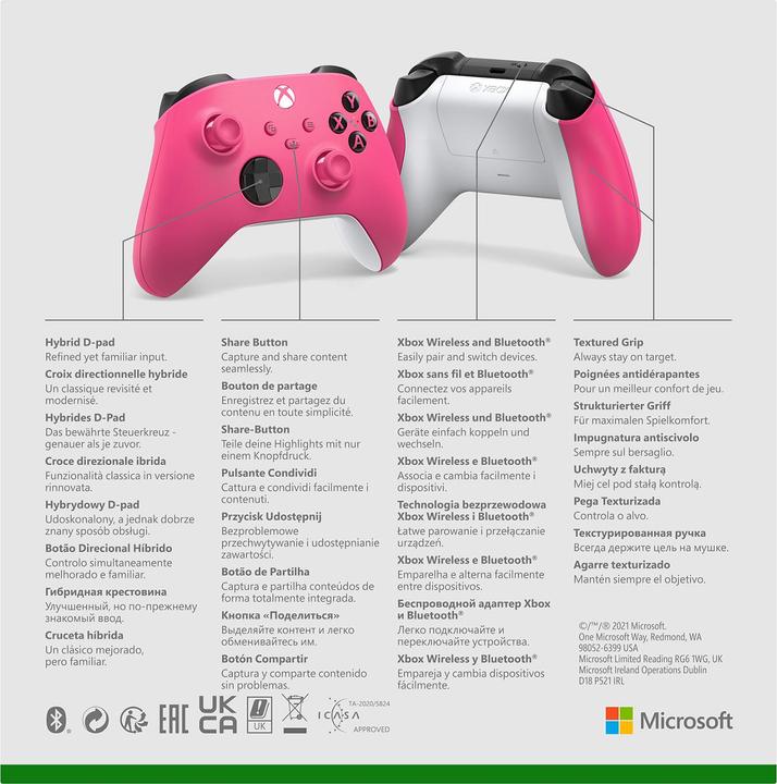 Actual product image Microsoft Xbox Wireless Controller - Deep Pink (Xbox One S, PC, Xbox Series X, Xbox One X, Xbox Series S)