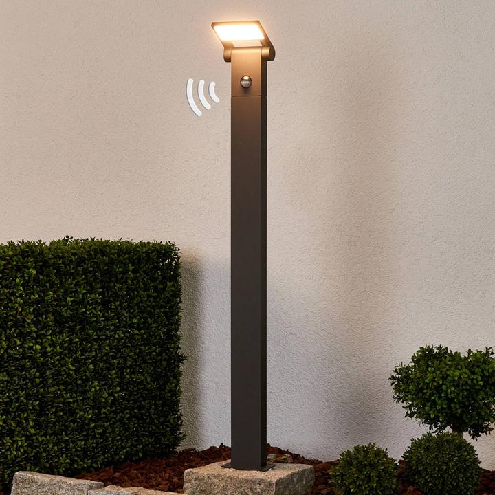 Produktbild Lucande Marius LED Garten Leuchte H100 w/Sensor Graphite (600 lm, IP54)