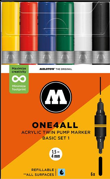 Produktbild Molotow Acrylmarker One4All Acrylic Twin Basic Set 1 (Orange, 4 mm, 6 x)