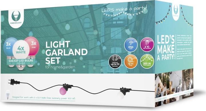 Actual product image Forever Light Light garland 12m + 10 bulbs G45 white/pink/blue 2W IP65 (12 m)