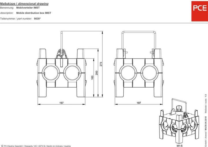 Actual product image PCE CEE power distributor 9030204 400 V 16 A (CEE, CEE 7/3)