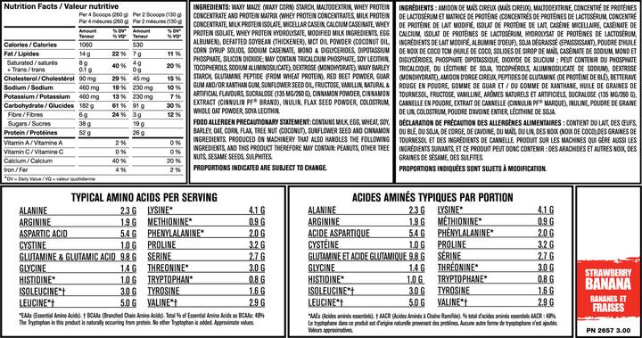 Nutritional values and ingredients Mutant Mass (Vanilla, 1 pcs., 2200 g)