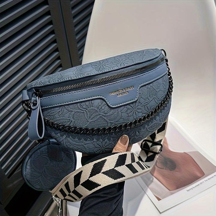Only-Bags.Store Borsa a tracolla classica e minimalista, stile retrò a tinta unita con zip a mezza luna Fancy