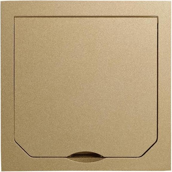 Produktbild ABL Abdeckung mit Klappdeckel Messing-Optik matt, 94 x 94 mm