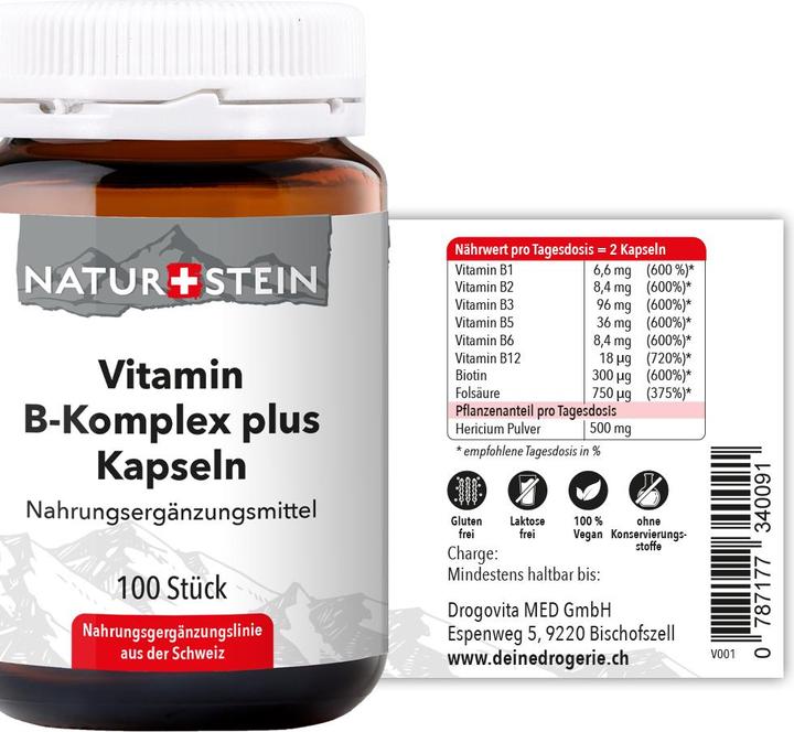 Image du produit Naturstein Complexe de vitamines B plus (100 pièce(s), Capsules, 148 g)