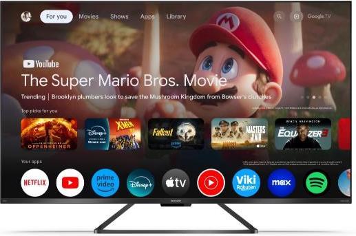 Sharp 55GR8265E 55" (139cm) 4K Ultra HD QLED Smart Google Frameless TV, 144Hz, Dolby Vision IQ, Dolby Atmo (55", GR8, QLED, 4K, 2024)