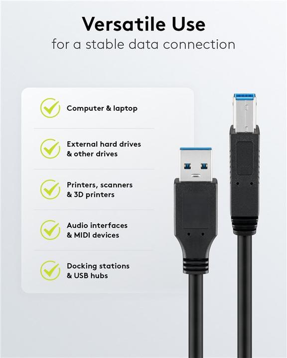 Produktbild Goobay USB A — USB B (0.25 m, USB 3.2 Gen 1, 15 W)