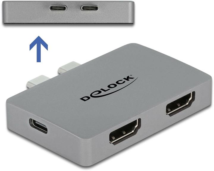 Image du produit Delock Adaptateur HDMI double avec 4K 60 Hz et PD 3.0 pour MacBook (USB-C, 2 Ports)