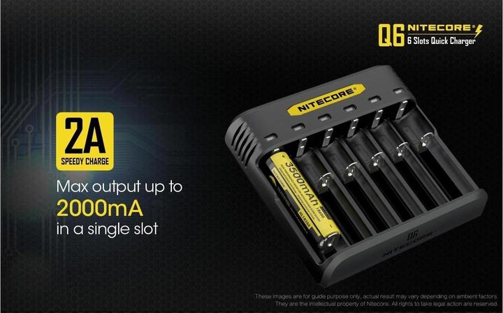 Produktbild Nitecore Q6 6-Schacht-Ladegerät (1 Stk., 14500, 16340, 18650, 26650, Akku)