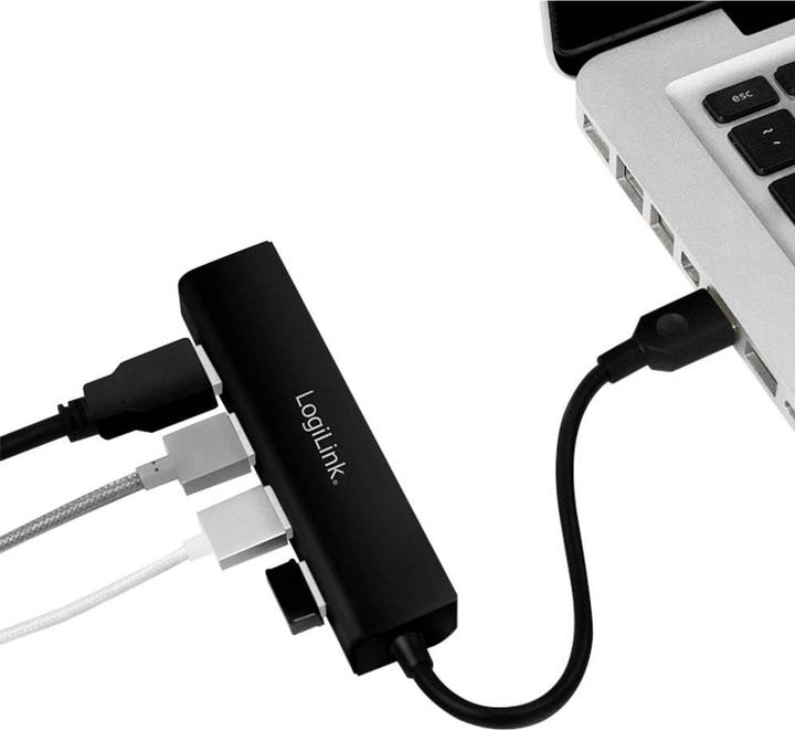 Produktbild LogiLink USB 3.0-Hub 4-Port schwarz Buspowered (USB-A, 4 Ports)