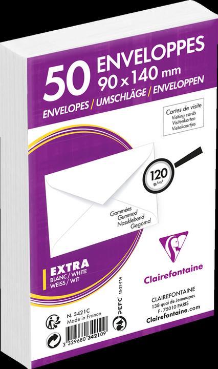 Immagine prodotto Clairefontaine Buste per biglietti da visita, 90 x 140 mm, bianco (90 x 140 mm)