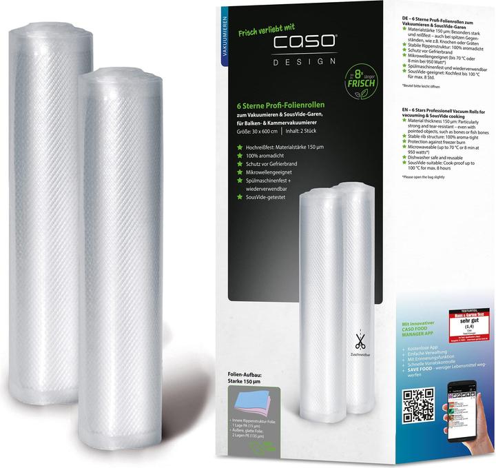 Actual product image Caso Vacuum Rolls 01248 2 pcs, Dimensions (W x L) 30 x 600 cm, Transparent (2 x)