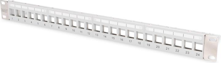 Actual product image Digitus Modular Patch Panel shielded 24-port Blank 1U Rack Mount color grey transp. labeling field