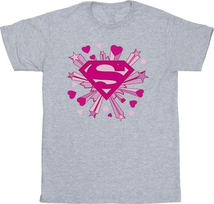 Superman Pink Hearts And Stars Logo TShirt Jungen