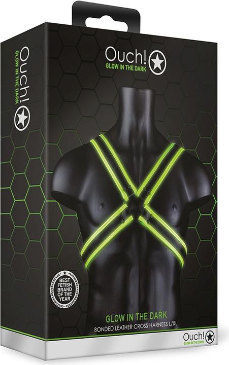 Actual product image Ouch! Cross Harness - Glow in the Dark