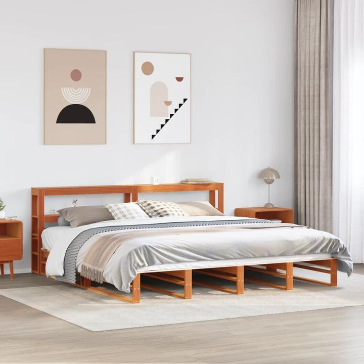 Produktbild VidaXL Massivholzbett Holzbett Bett Palettenbett mit Kopfteil 180x200cm Kiefer (180 x 200 cm)