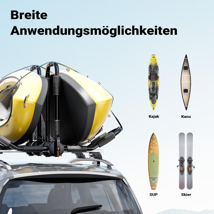 Actual product image Wiltec Roof Rack for Kayaks 2 Pieces Folding J Shape Aluminium Car Kayak Canoe incl. Fastening Straps