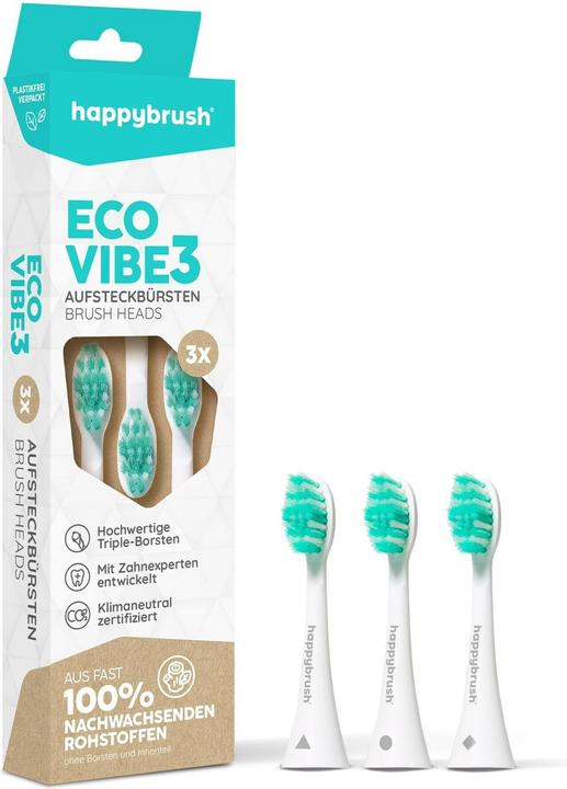 Actual product image happybrush Toothbrush head Eco Vibe 3+ 3 pieces, White-Mint (3 x)