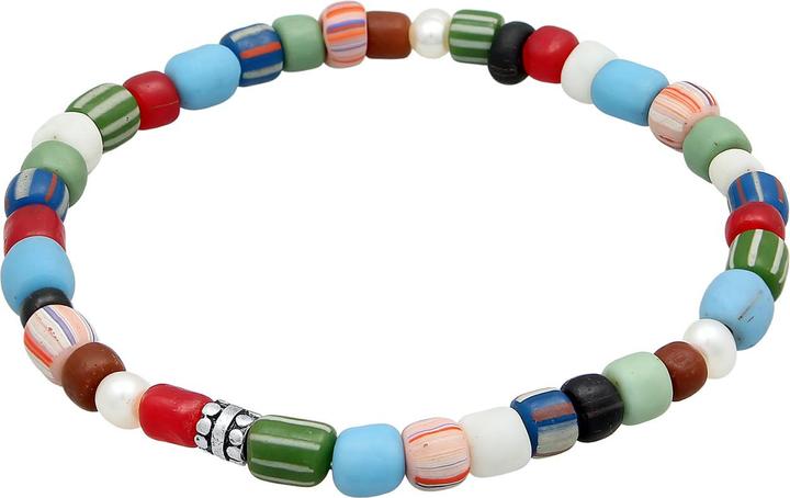 Image du produit Kuzzoi Bracelet Perles de verre multicolores Perles d'eau douce 925 argent (23 cm, Argent sterling 925, Pas de pierre, Verre, Perles de culture d'eau douce, Plastique)
