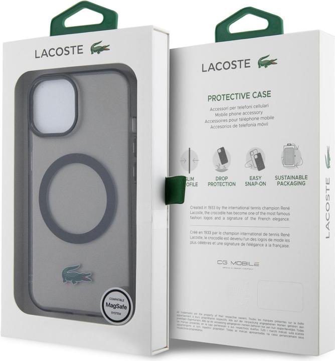 Actual product image Lacoste LCHMP15MULOK iPhone 15 Plus 6.7" czarny/black hardcase Transparent MagSafe (Apple iPhone 15 Plus, Apple iPhone 14 Plus)