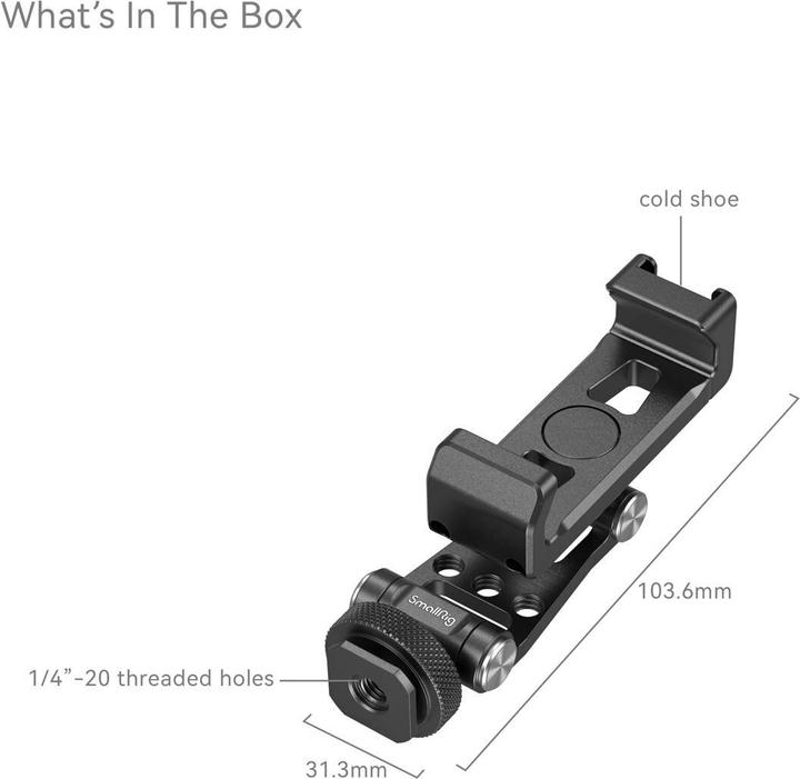 Actual product image SmallRig Metal Phone Holder with Cold Shoe Mount (Cage accessories, Gimbal Accessories, Various video accessories)