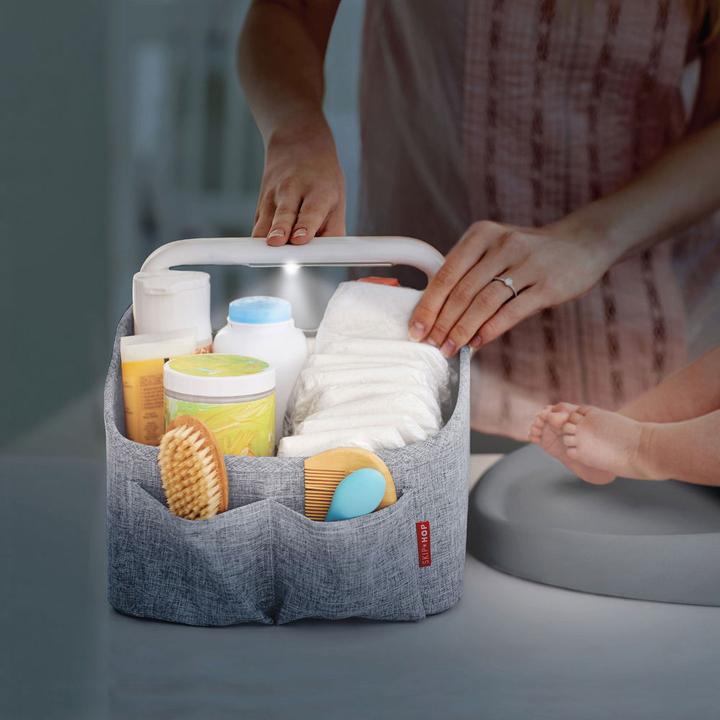 Actual product image Skiphop Light Up Diaper Caddy- Oat