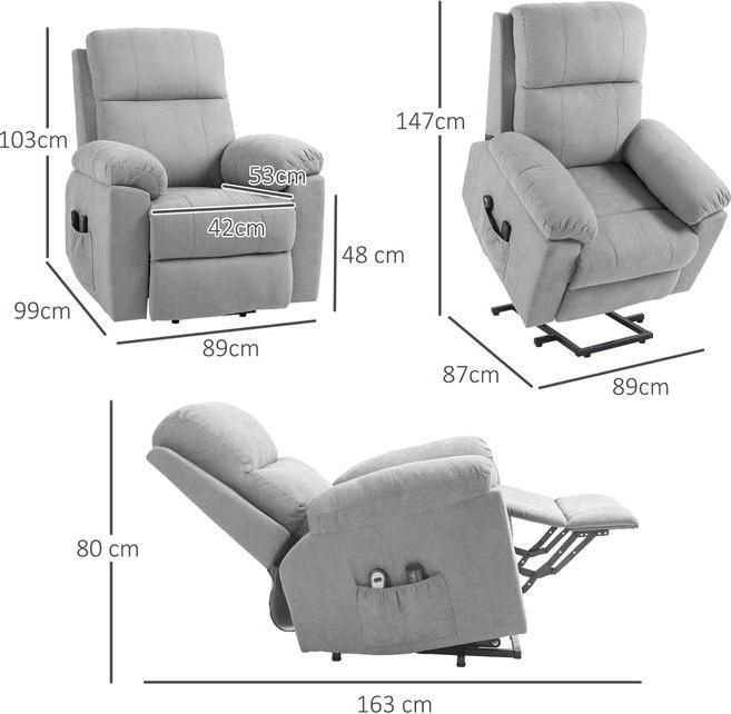 Immagine prodotto Swisshandel24 Poltrona TV elettrica stand-up aiuto reclinabile funzione telecomando poltrona massaggio look lino