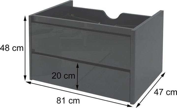 Actual product image Mendler Vanity unit, washbasin vanity unit bathroom, high gloss soft close 50x80cm