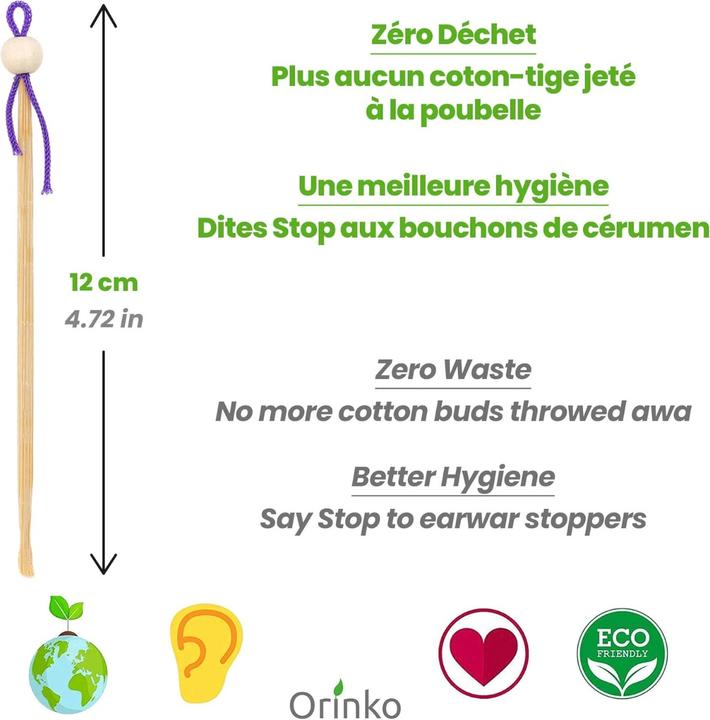 Produktbild Orinko Zero Waste Set 4 japanische Ohrenreiniger 4 Bambus Zahnbürsten (8 x)