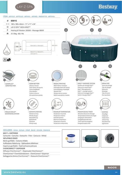 Produktbild Bestway Lay-Z-Spa Ibiza AirJet (6 Pers.)