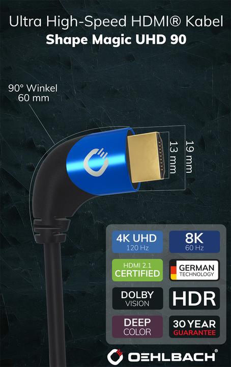 Image du produit Oehlbach Câble de connexion HDMI AV (1x HDMI mâle - 1x HDMI mâle) 1 m noir (1 m, HDMI)