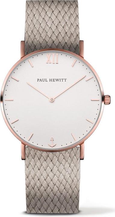 Immagine prodotto Paul Hewitt Linea Sailor Sabbia Bianca Oro Rosa Perlon Nocciola (Orologio da polso analogico, 39 mm)