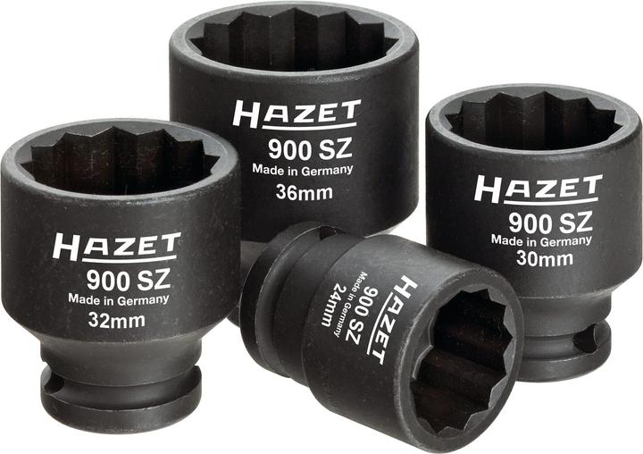 HAZET Antriebs-, Gelenk-, Achswellen Satz 900SZ/4 ∙ Vierkant12,5 mm (1/2 Zoll) ∙ Aussen Doppel-Sechs… (36 mm, 30 mm, 32 mm, 24 mm)