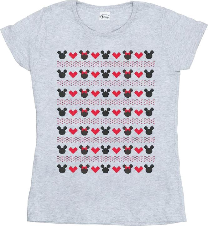 Actual product image Disney Womens/Ladies Mickey And Minnie Christmas Hearts Cotton T-Shirt (XL)