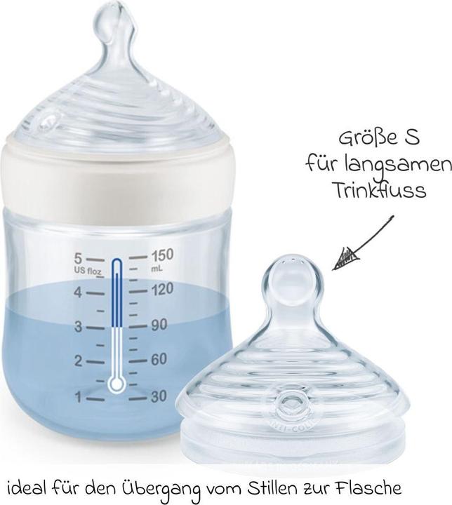 Produktbild NUK for Nature Babyflasche mit Temperature Control, mit brustähnlichem Silikon-Trinksauger aus nachh (150 ml)