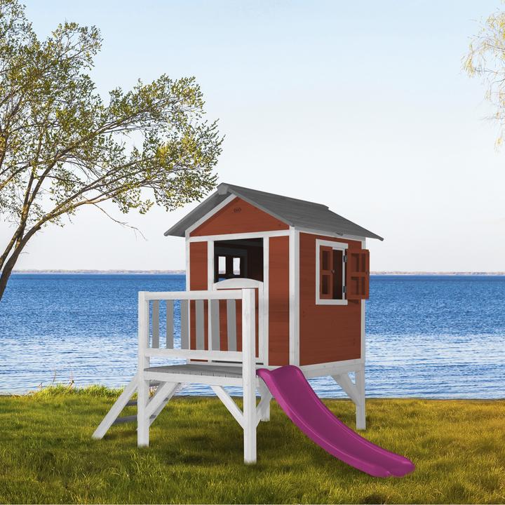 Image du produit Axi Lodge XL Maison de jeu Scandinave Rouge - Toboggan Violet