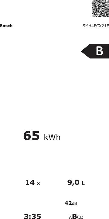 Etichetta energetica Bosch Hausgeräte SMH4ECX21E, Serie 4