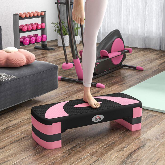 Immagine prodotto Swisshandel24 Stepper aerobico, regolabile in altezza, 80x31x10/15/20cm, fino a 150 kg, nero/rosa/grigio