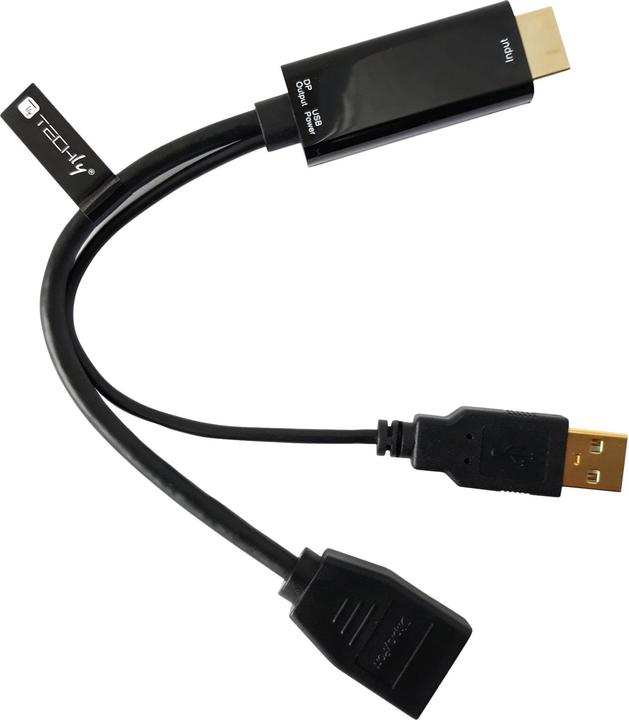 Actual product image Techly Adapter HDMI M to DisplayPort F + USB-A M 4Kx2K 30Hz (HDMI, 1.10 cm)