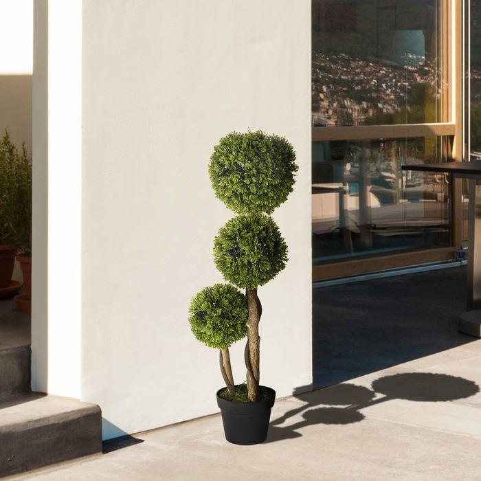 Image du produit Swisshandel24 Plante artificielle, buis de 90 cm en pot de fleurs, protection UV, plante d'intérieur pour salon (90 cm)
