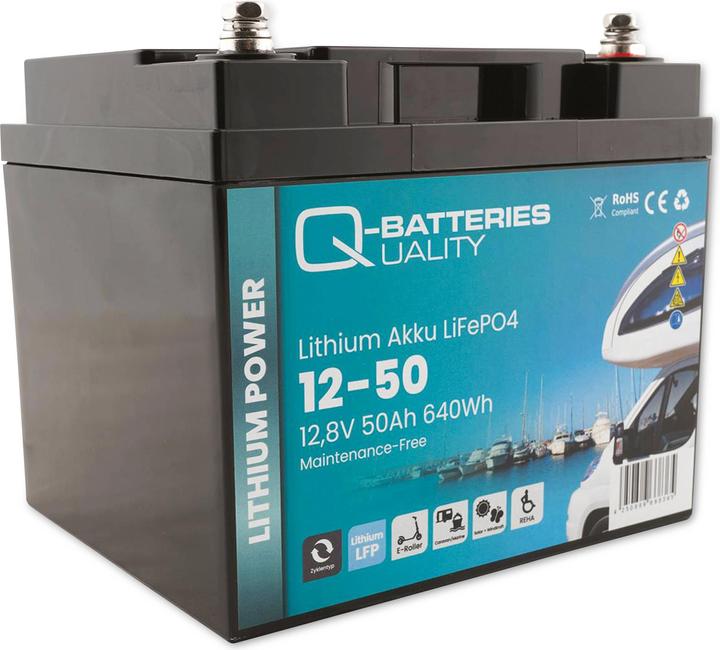 Produktbild Q-Batteries Lithium Akku 12-50 12,8V 50Ah 640Wh LiFePO4 Batterie (50000 mAh)