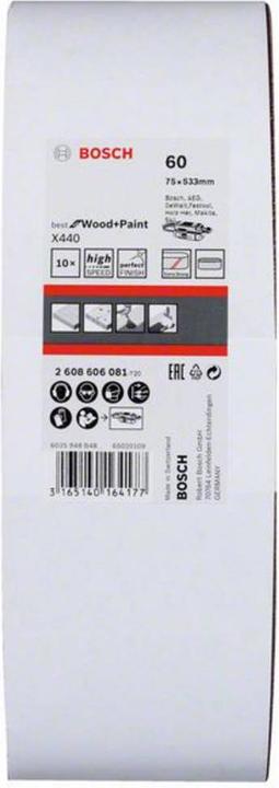 Image du produit Bosch Professional Zubehör PRO X440 bande abrasive, 75 x 533 mm, G60 (60)