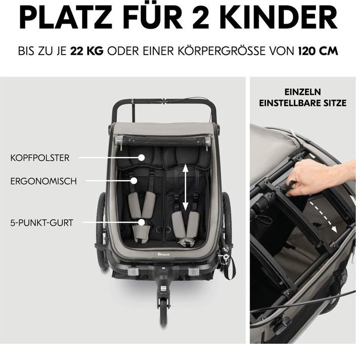Produktbild Hauck 3in1 Fahrradanhänger Bike N Walk Duo für