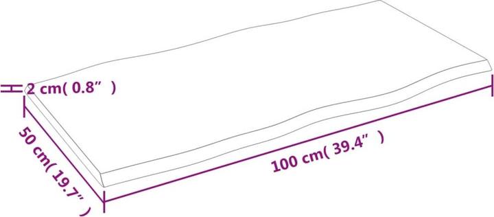 Image du produit VidaXL Tischplatte 100x50x2 cm Massivholz Eiche Behandelt (100 x 50 x 2 cm)