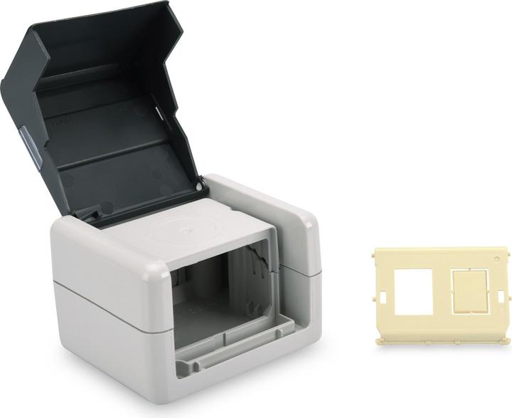 Actual product image Digitus Data connection box for Keystone modules IP44 surface-mounted with hinged cover optional insert for (Cable Accessories)