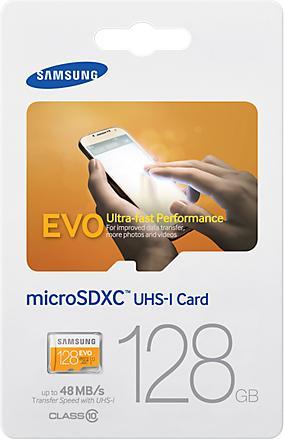 Produktbild Samsung EVO microSDXC mit Adapter (128 GB, microSDXC, U1, UHS-I)